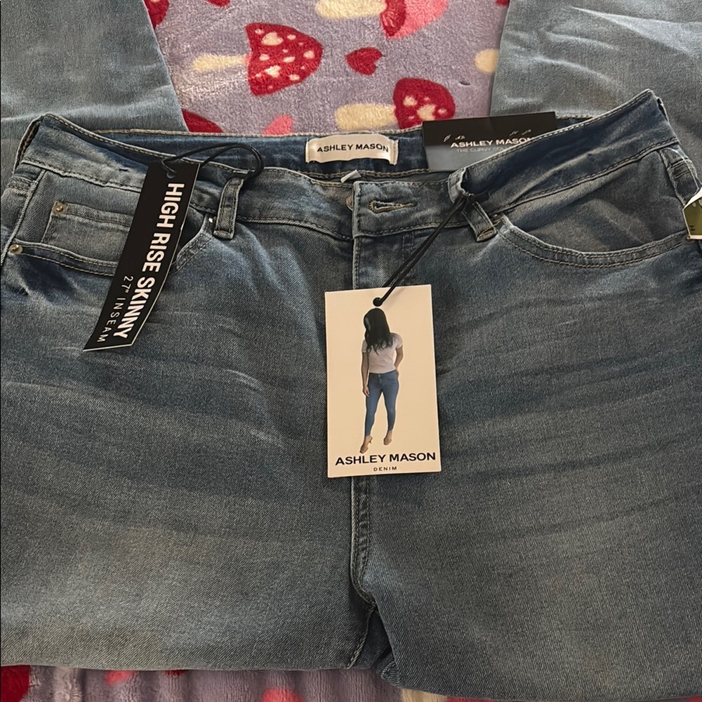 Ashley Mason Women's Blue High Rise Skinny Jeans